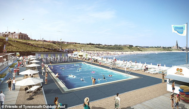In August 2012, the Friends of Tynemouth Outdoor Pool was formed after a bid by North Tyneside Council to concrete over the site. A concept image of what it could look like if restored