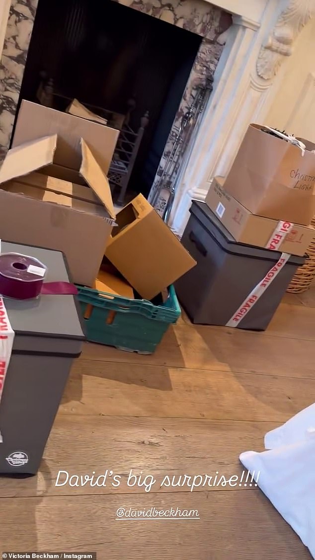 In the clip, Victoria showed her dedication to the holidays as she stored all her baubles in fragile-labelled boxes