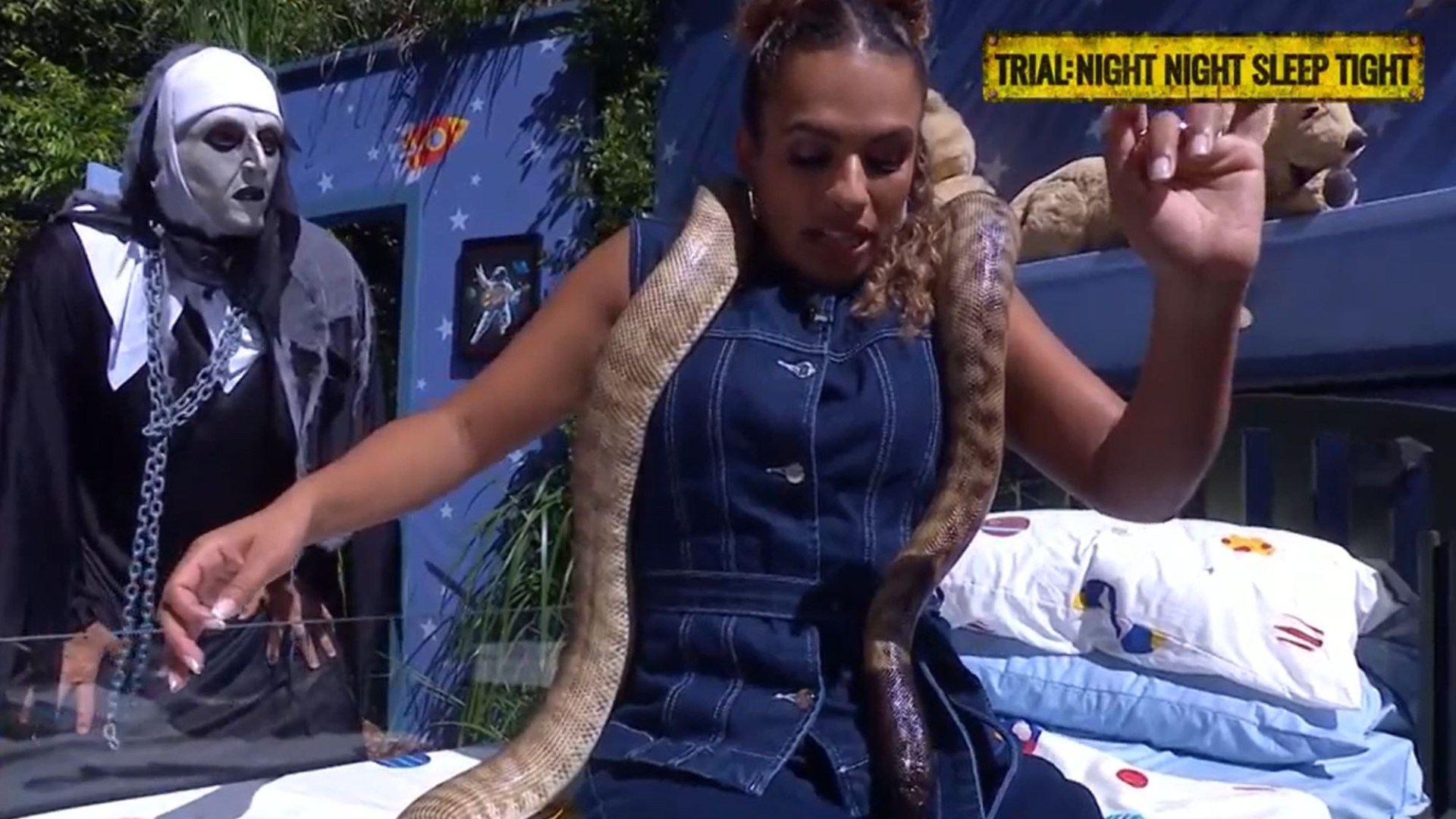Watch the moment I'm a Celeb Unpacked host Kemi Rodgers freaks out over huge snake live on air