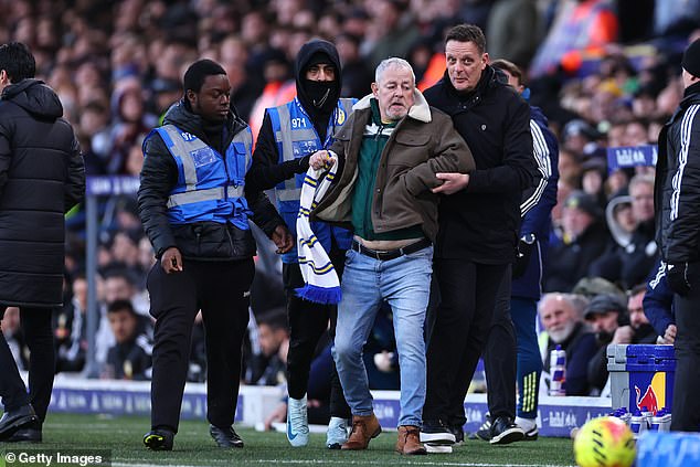 The fan got to within several yards of the technical area to berate Farke, but was led away