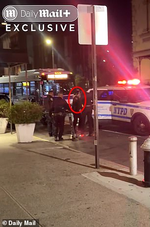 Footage shared with the Mail shows her being lead away in a squad car