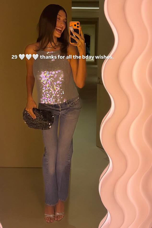 That same day, the nepo niece of Alec Baldwin reposted several birthday tributes from her famous friends Kylie Jenner, Lori Harvey, Justine Skye, Camila Morrone and even Bieber's favorite musician Eddie Benjamin