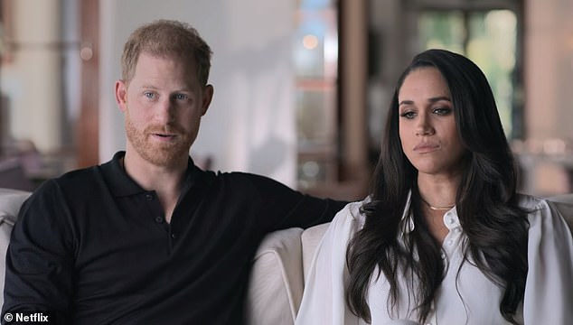 The Duke and Duchess of Sussex in their Netflix docuseries, which aired in 2022 and was filmed in Montecito