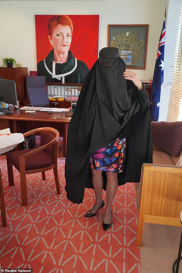 Pauline Hanson (pictured) said she would continue in her efforts to 'ban the burqa'