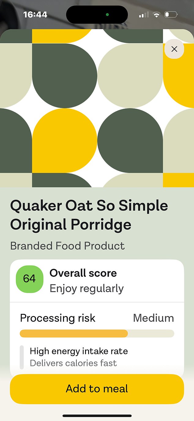 A ZOE-friendly Quaker plain porridge oats gets a green score of 64