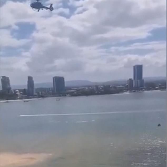 Video footage shows the moment prior to two helicopters crashing in the sky above Queensland