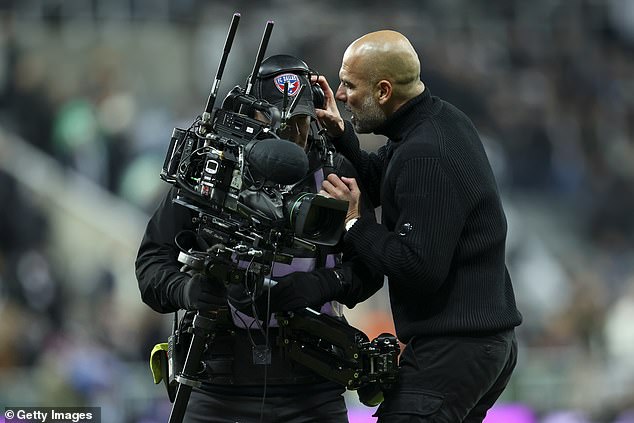The disgruntled City boss then appeared to give an on-pitch cameraman an earful