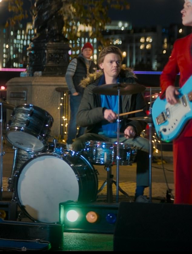 After Thomas' character famously learnt to play the drums to impress his school crush, the 'fame hungry' star takes to the drums again for the advert, in which he says to the camera: 'Everyone loves a drumming scene'