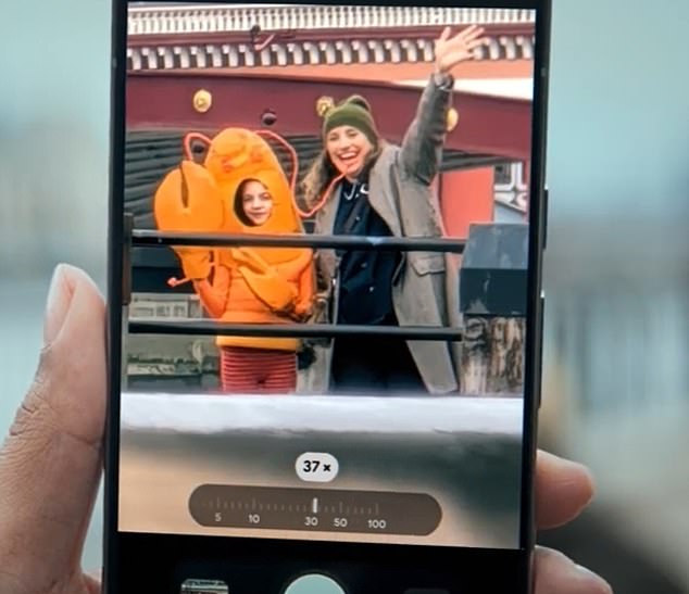 Thomas gets excited as a passerby turns and appears to take a picture of him, before it appears she is actually taking a picture of the famous nativity lobster. She exclaims: 'Oh my God Lily's a lobster!'