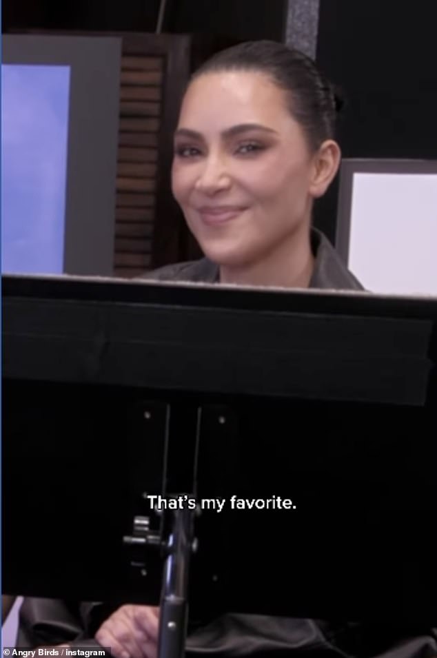 In scenes released by the Angry Birds Instagram account on Monday, Kardashian bursts with pride as the rarely seen six year old goes through his scenes with director John Rice