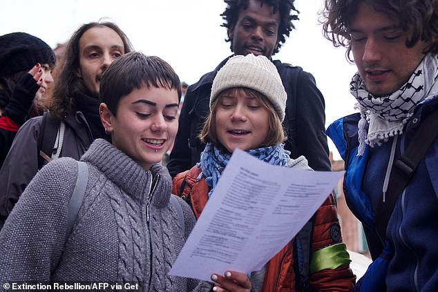 Swedish environment activist Greta Thunberg taking part in the 'Stop Ecocide' demonstration organised by Extinction Rebellion