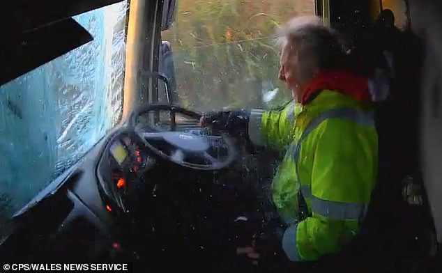 The impact was captured on his own dash-cam as his lorry ploughed into queuing traffic