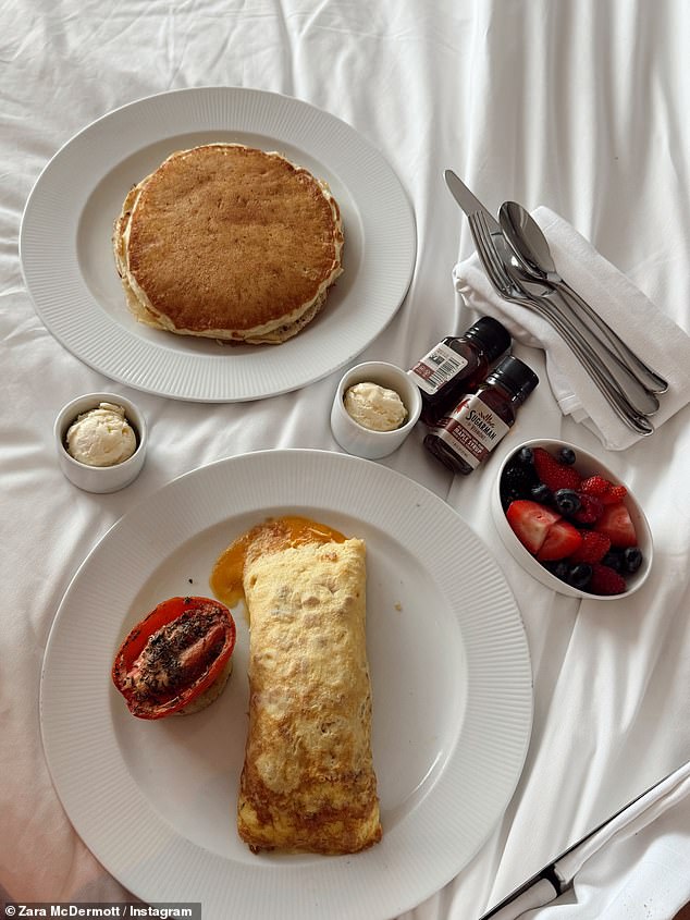 And while Louis didn't make an appearance in any of the photos, Zara did include a shot of the couple's breakfast in bed together