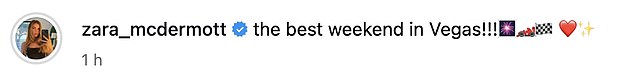 Captioning the string of snaps, the documentary maker wrote: 'the best weekend in Vegas!!! ❤️✨'