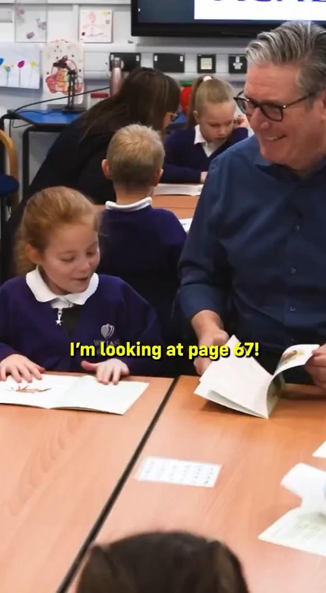 The grinning Prime Minister executed the 6-7 trend alongside pupils at Welland Academy