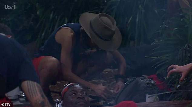 The footballer, 41, faced the wrath of bosses on Monday night's episode, after she was caught using smuggled sachets of salt to season the food in camp (seen)