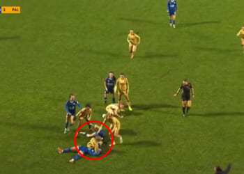 Watch ridiculous moment women's football star is sent off for hitting rival on her head with JUDO move