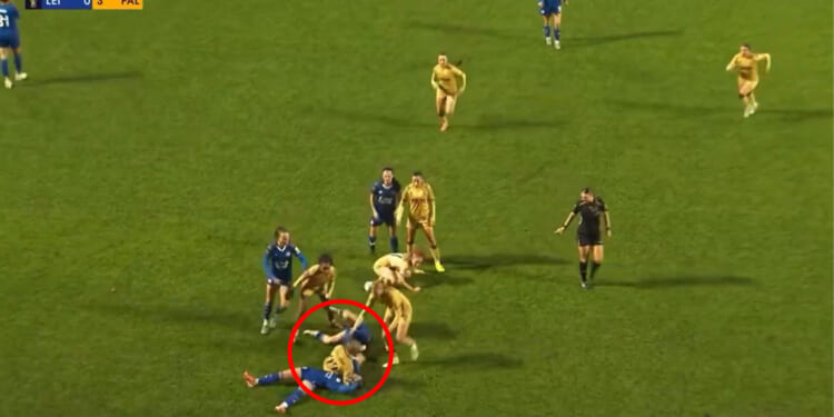 Watch ridiculous moment women's football star is sent off for hitting rival on her head with JUDO move