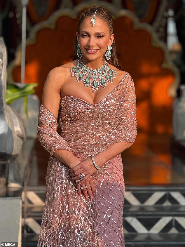 JLo slipped into a more traditional gown for the wedding ceremony