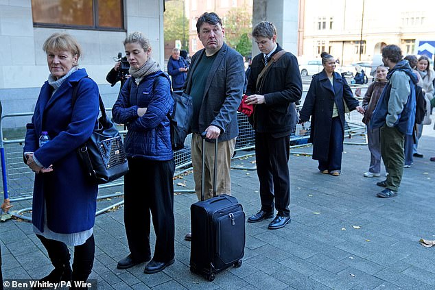 Linehan queued outside the court ahead of the verdict