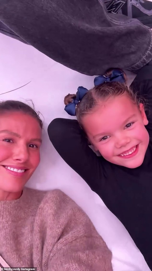 Rebekah Vardy, seen here with her daughter, was in Milan on Sunday