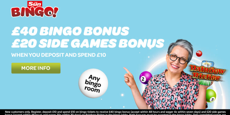 New Sun Bingo players can get a £60 bingo bonus bundle