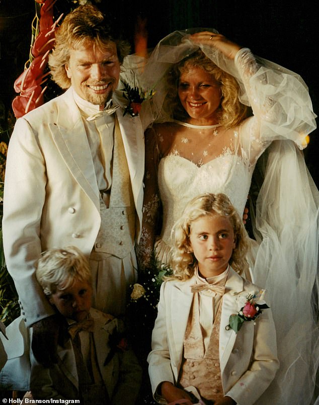 The Virgin tycoon, 75, and his wife were wed in 1989 when their two children, Holly and Sam, were eight and four (Pictured)