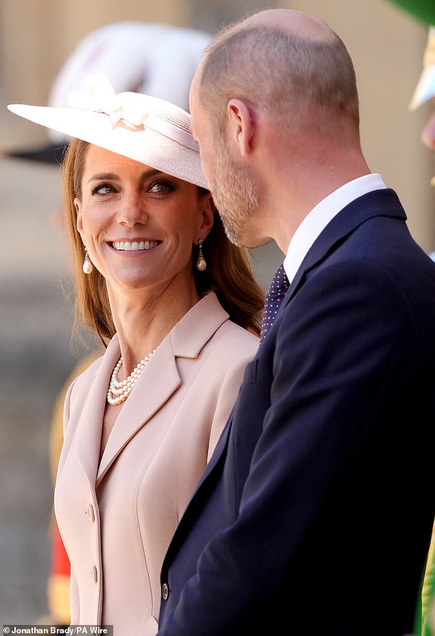 WIlliam made the familiar remark saying behind an average man is a better wife. Pictured: The Prince and Princess of Wales during the the state visit to the UK of President of France