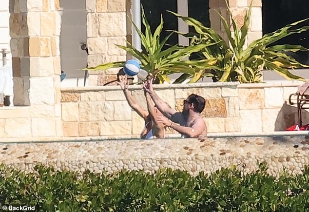 The duo battled it out for the ball