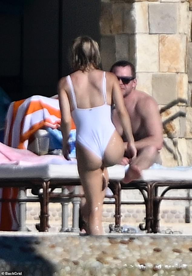The swimsuit also offered a cheeky view of the actress