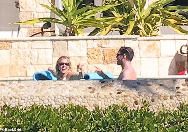 The couple shared a playful moment