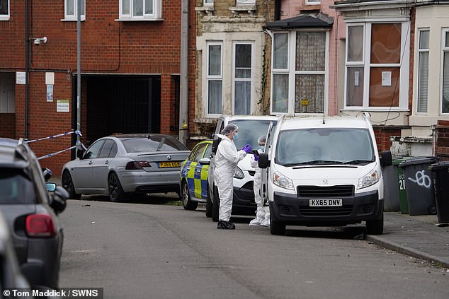 Forensic officers following the alleged murder earlier this year. The defendant, who cannot be named because of her age, accepts that she unlawfully killed the 43-year-old but denies murder, claiming diminished responsibility