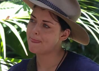 I'm A Celebrity romance as Shona McGarty licks her lips at topless Aitch