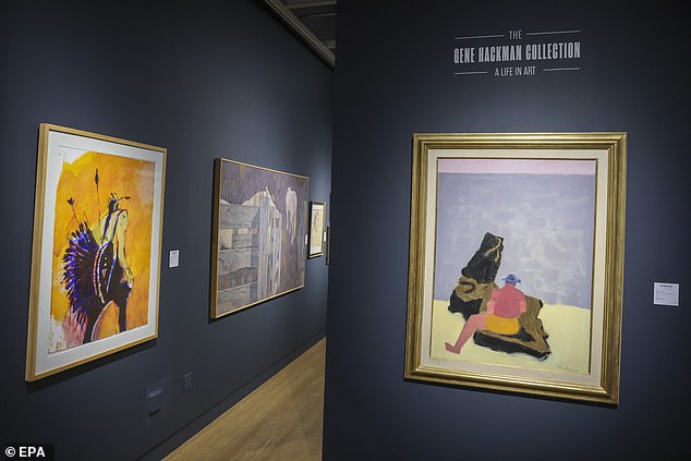 Artwork by the Hollywood star also went under the hammer it what was described by the auction house as 'an intimate portrait of Hackman's private world'