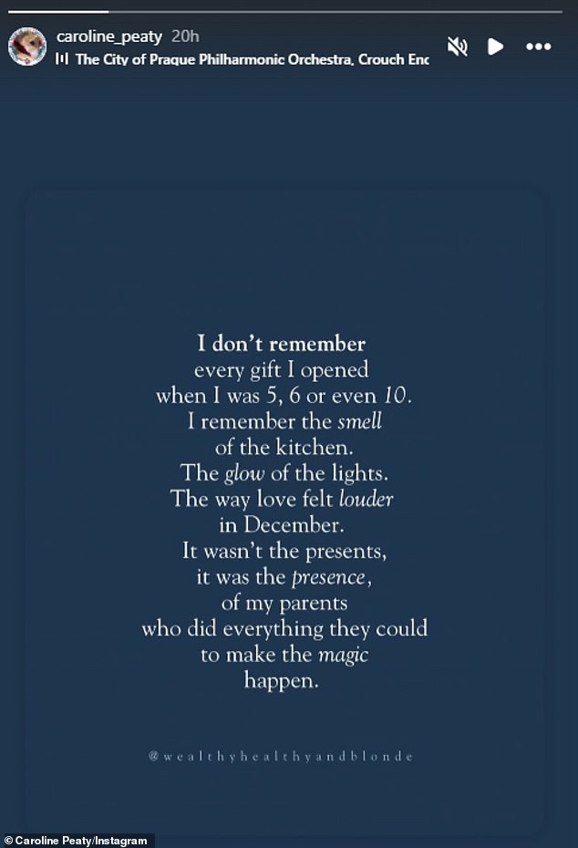 And a devastated Caroline took to her Instagram at the weekend to made a heartbreaking comment to the swimmer, as the family feud rumbles on (seen)