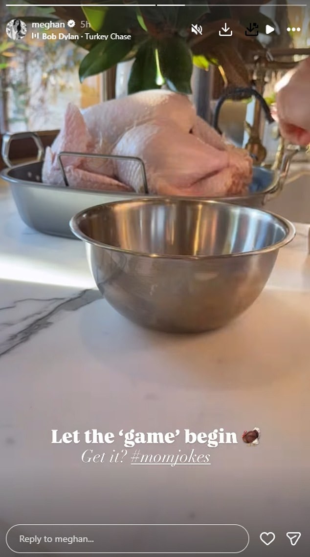 In the speedy video, the actress could be seen rubbing the mixture onto the raw bird before popping it into the oven