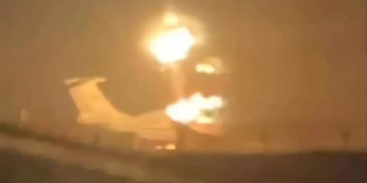 Moment Ukraine blows up secretive Russian laser plane as rare A-60 Soviet space weapon engulfed in flames at air base