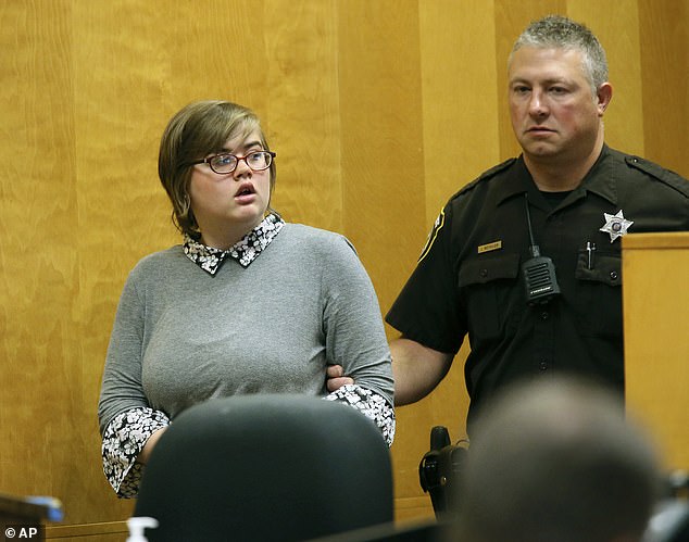 Geyser, seen in 2017, was placed in a psychiatric ward in 2018 when she struck a plea deal with prosecutors to avoid prison and in July she was released into the group home against warnings from prosecutors