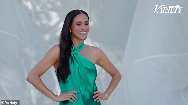 Meghan wore the same Galvan green dress when photographed for Variety in October 2022