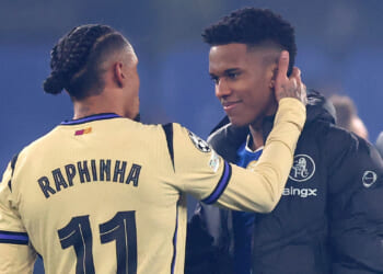 Fans spot ‘wholesome’ moment between Raphinha and Chelsea duo as Barca fans demand he becomes captain