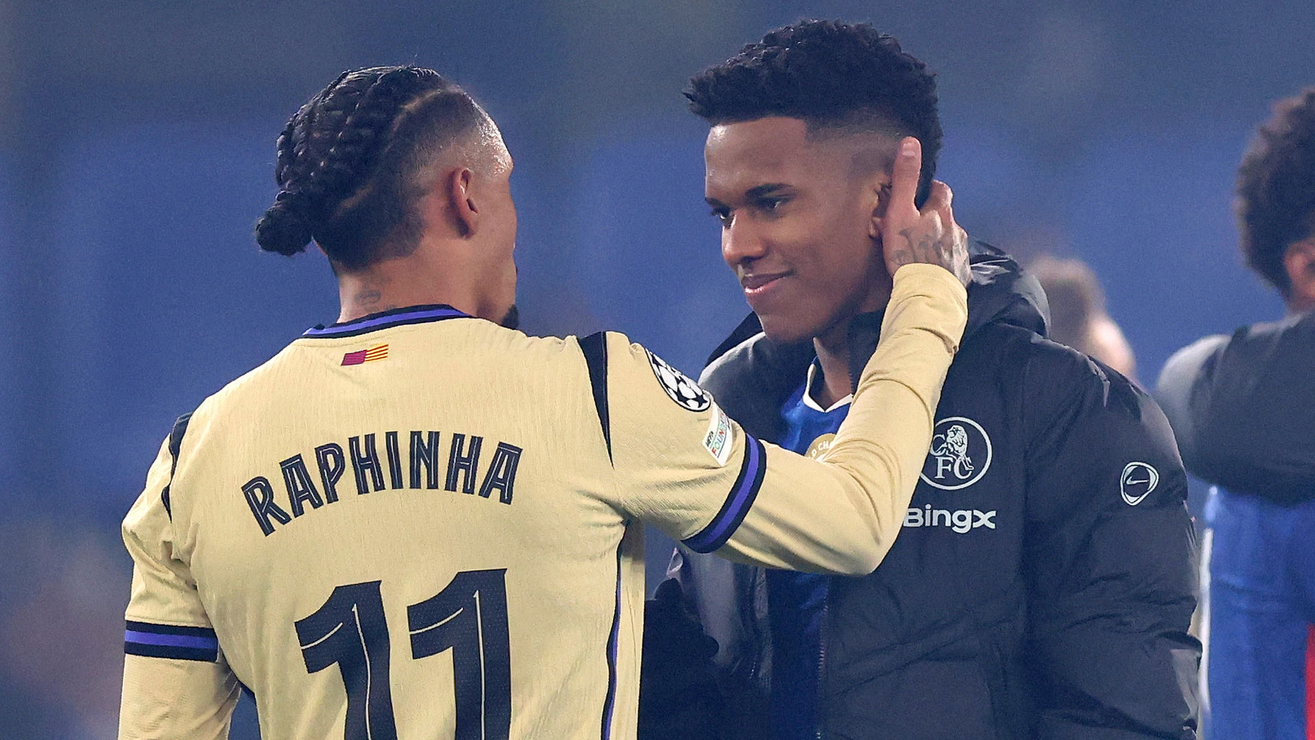 Fans spot ‘wholesome’ moment between Raphinha and Chelsea duo as Barca fans demand he becomes captain