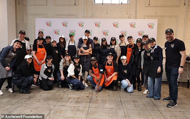 The couple volunteered at Our Big Kitchen, a community-run kitchen which prepares meals to distribute across Los Angeles