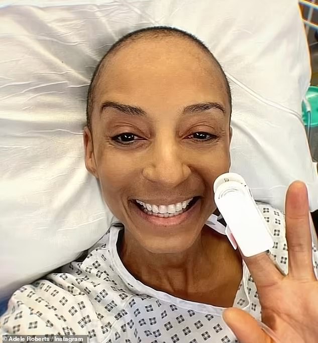 After receiving chemotherapy and radiotherapy treatment, nine months after being diagnosed Adele was declared cancer free, and now lives with a stoma bag, which she has named Audrey.