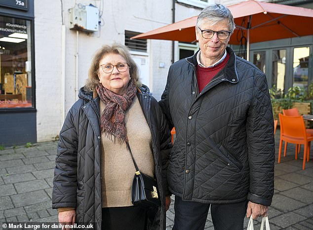 Pictured: Stephanie, 73, and Adrian, 75. The couple are retired and have two grandchildren. They worry people are now leaving the country because of the economy