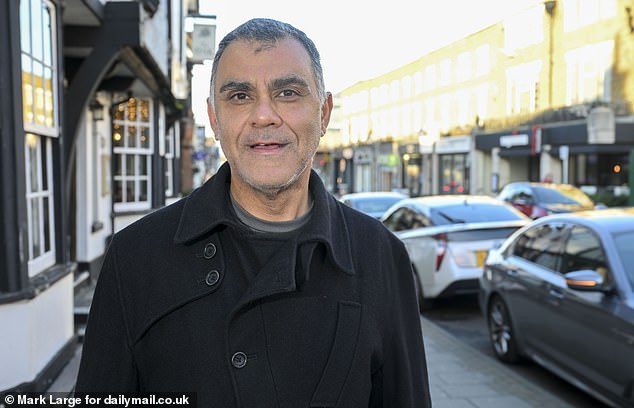 Pictured: Ashley Aziz, 55, returned from Dubai three months ago with his family and now works in sales. He said his return was the worst financial timing possible