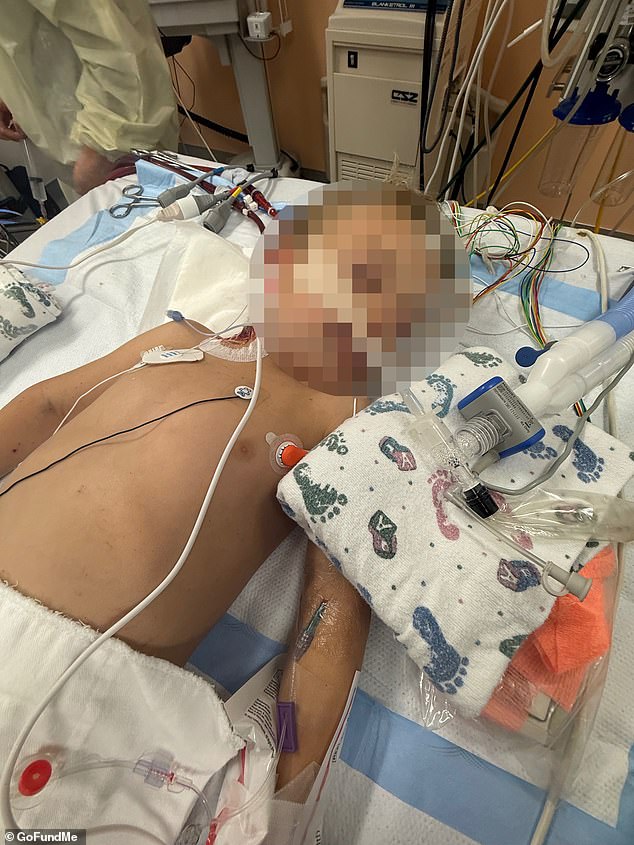 His four-year-old son is in critical condition and had no pulse when he was found