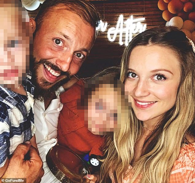 Smith is pictured with his wife and mother of his children, Samantha, and his two sons