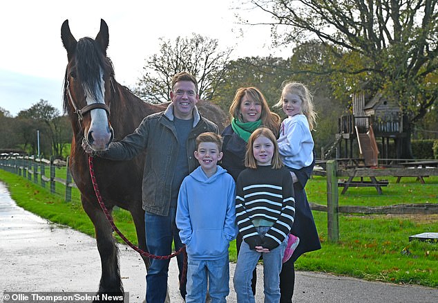 Tom and Katie Rollings with their twins Ralph and Rosie, and younger daughter Alice