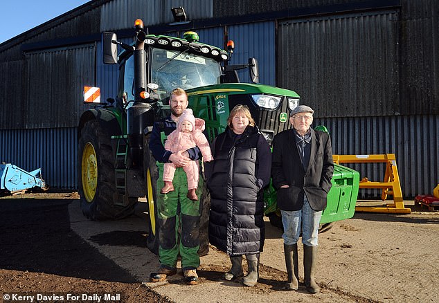 Gill Grimwood with her son Josh, granddaughter Maeve, and father David