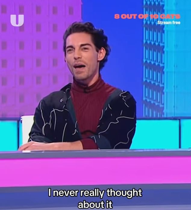 Host Jimmy Carr then clarified: 'He was 34 and she was 18.' Nodding his head Tom agreed as he added: 'Yes. I never really thought about it'